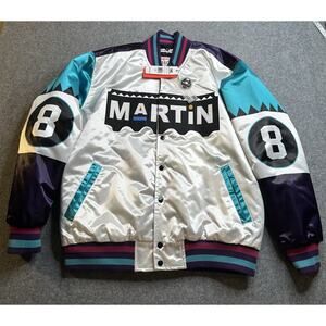 2XL HEADGEAR CLASSICS MARTIN 100% SATIN JACKET WHITE / TEAL NWT